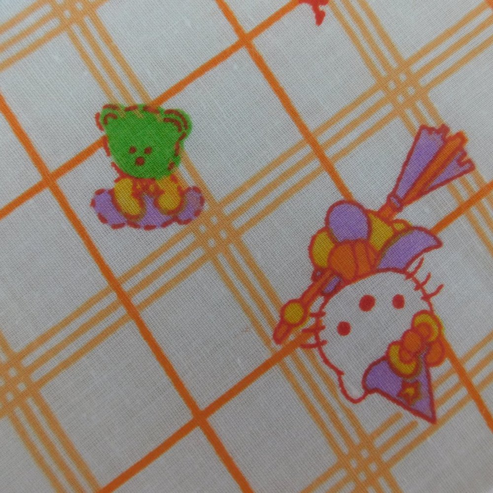 Hello Kitty Halloween witch graphic collectible kawaii novelty plaid fabric 2 yd - Picture 5 of 16